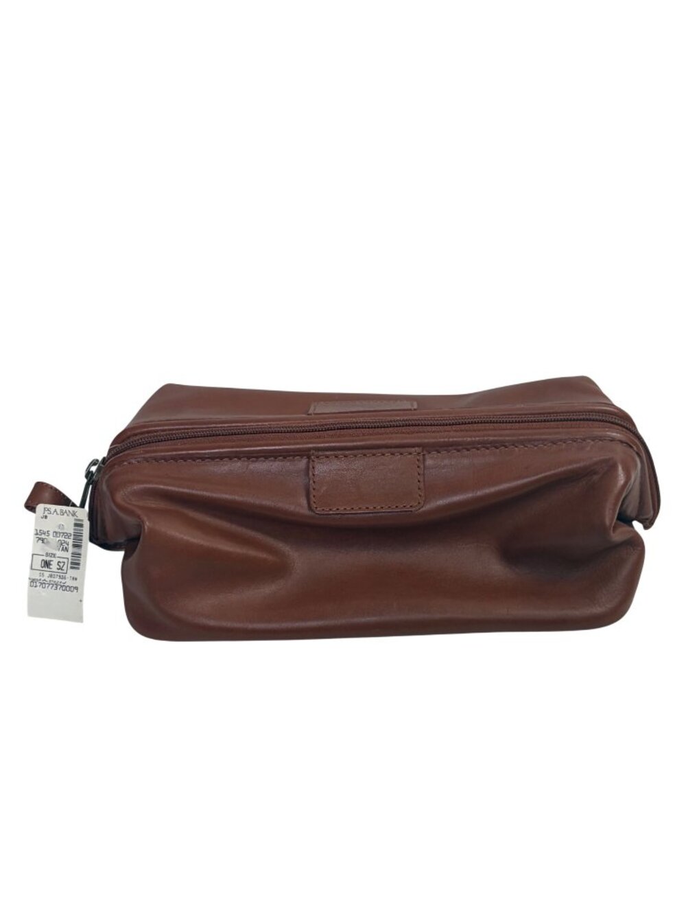 JOS A BANK Brown Leather Dopp Kit Travel Toiletry Bag Zipper Closure NWT